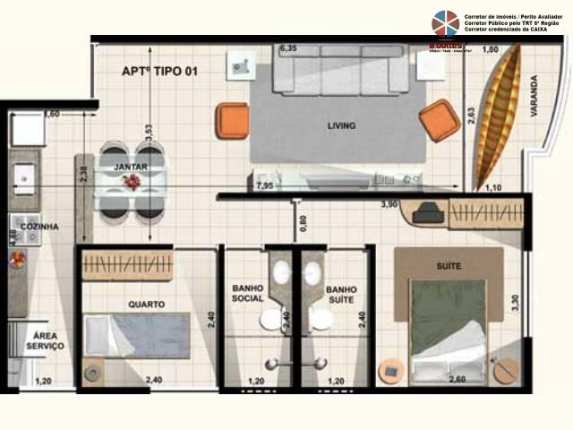 Apartamento à venda com 2 quartos, 57m² - Foto 3