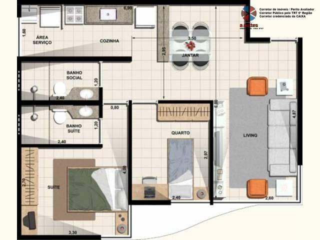 Apartamento à venda com 2 quartos, 57m² - Foto 4