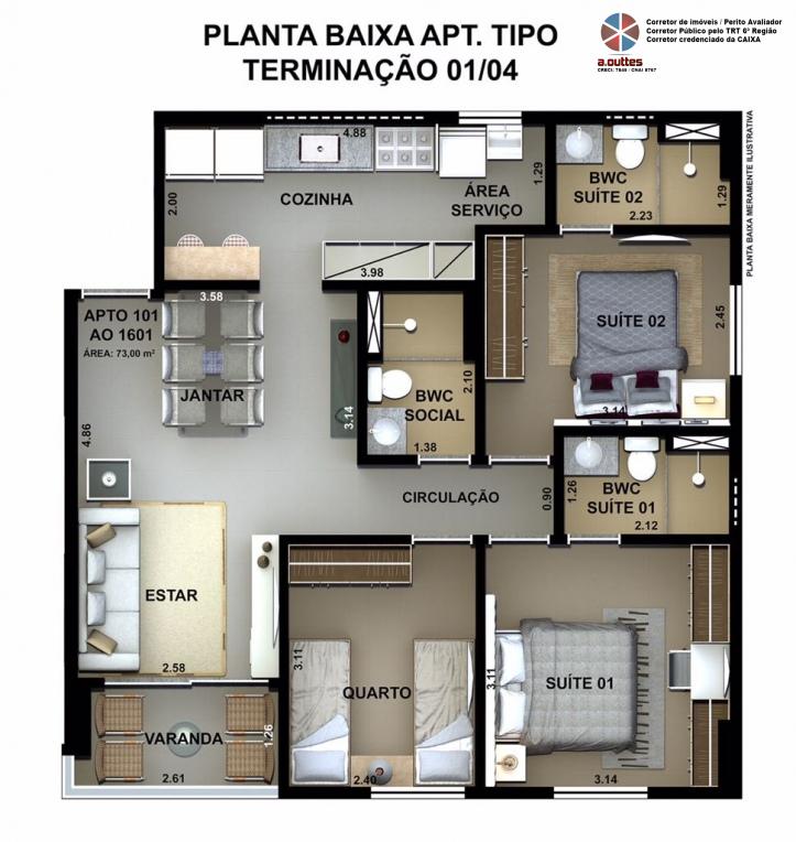 Apartamento à venda com 3 quartos, 73m² - Foto 10