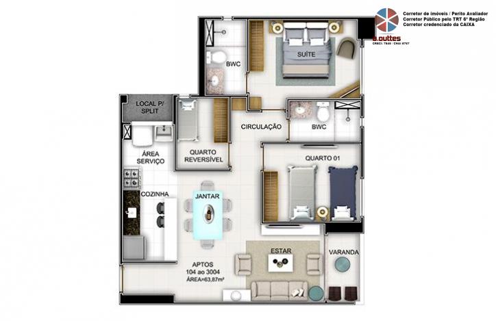 Apartamento à venda com 3 quartos, 64m² - Foto 29