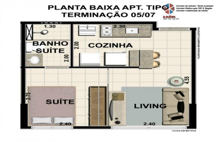 Apartamento à venda com 1 quarto, 37m² - Foto 9