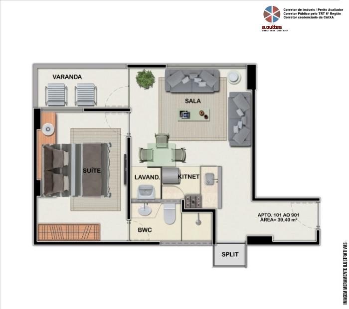 Apartamento à venda com 1 quarto, 39m² - Foto 5