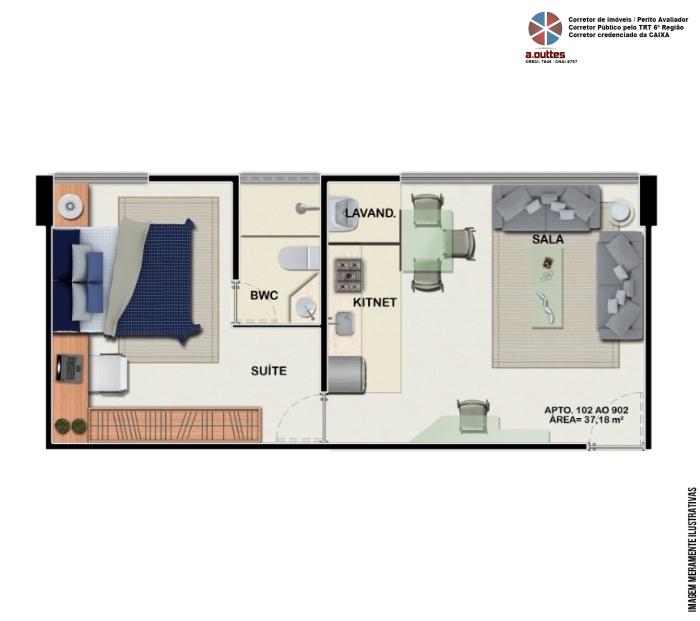 Apartamento à venda com 1 quarto, 39m² - Foto 6