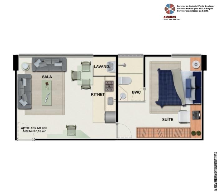 Apartamento à venda com 1 quarto, 39m² - Foto 9