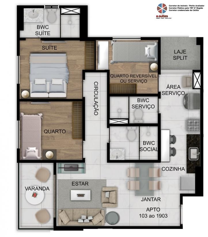 Apartamento à venda com 3 quartos, 60m² - Foto 8